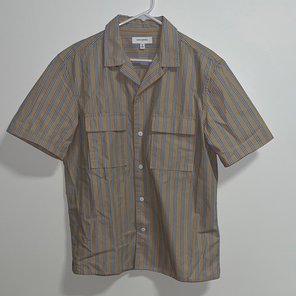 Goodfellow & Co Brown and Blue Casual Button Down Shirt
